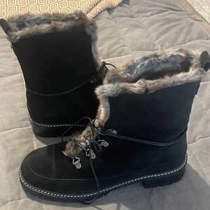 Stuart Weitzman fur boots black suede size 8M brand new